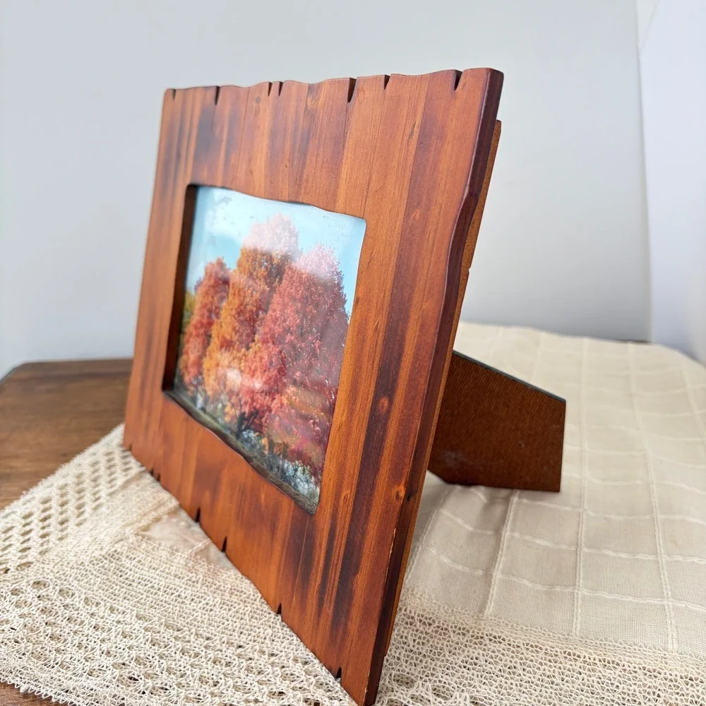 Rustic Live Edge Wood Picture Frame 5x7 Tabletop Wall Mount Cabin Decor Brown